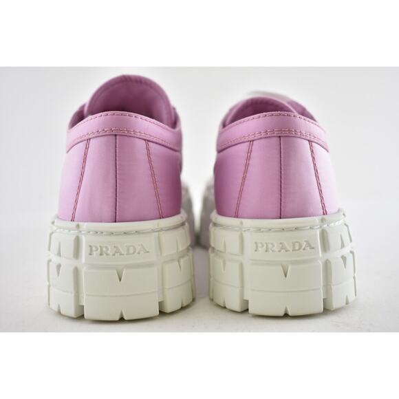 Prada Pink Nylon White Platform Lug Sole Lace Flat Low Top Trainer Sneaker 37.5 - Picture 9 of 10